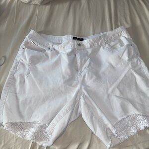 Ashley Stewart White Jean Shorts